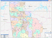 Fayetteville-Springdale-Rogers Metro Area Wall Map Color Cast Style